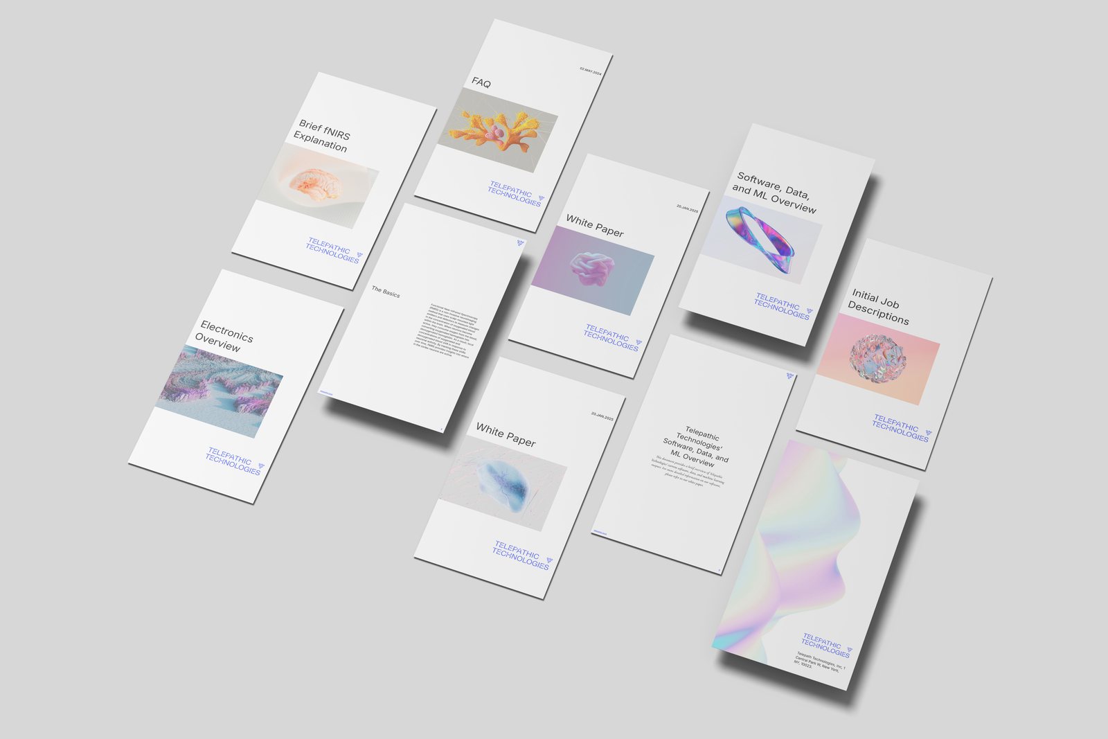 White papers and investor materials in the new brand.