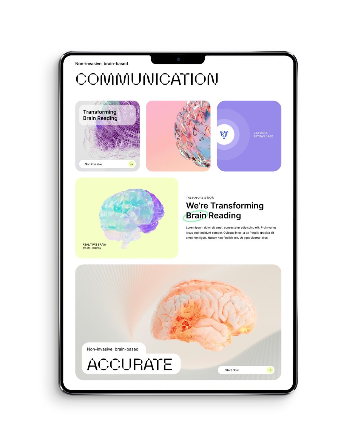 The telepathic.tech Communication page on a tablet