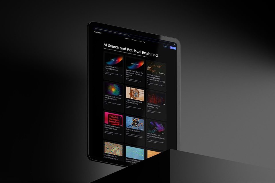 The ZeroEntropy website on tablet.